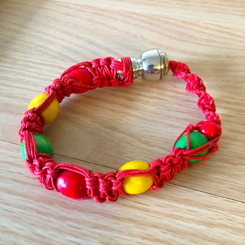 Rasta Pipe Bracelet // Hemp Beaded Bracelet